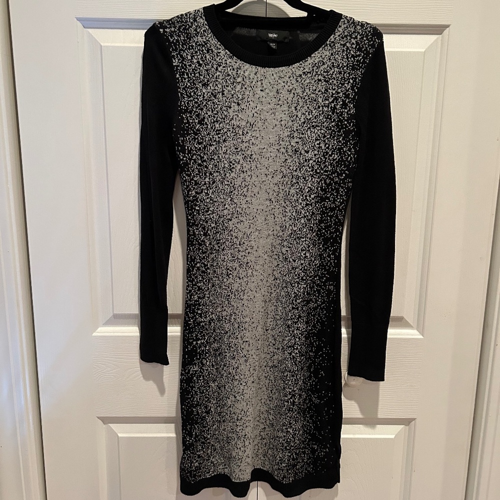 Black & Gray Fitted Sweater Dress